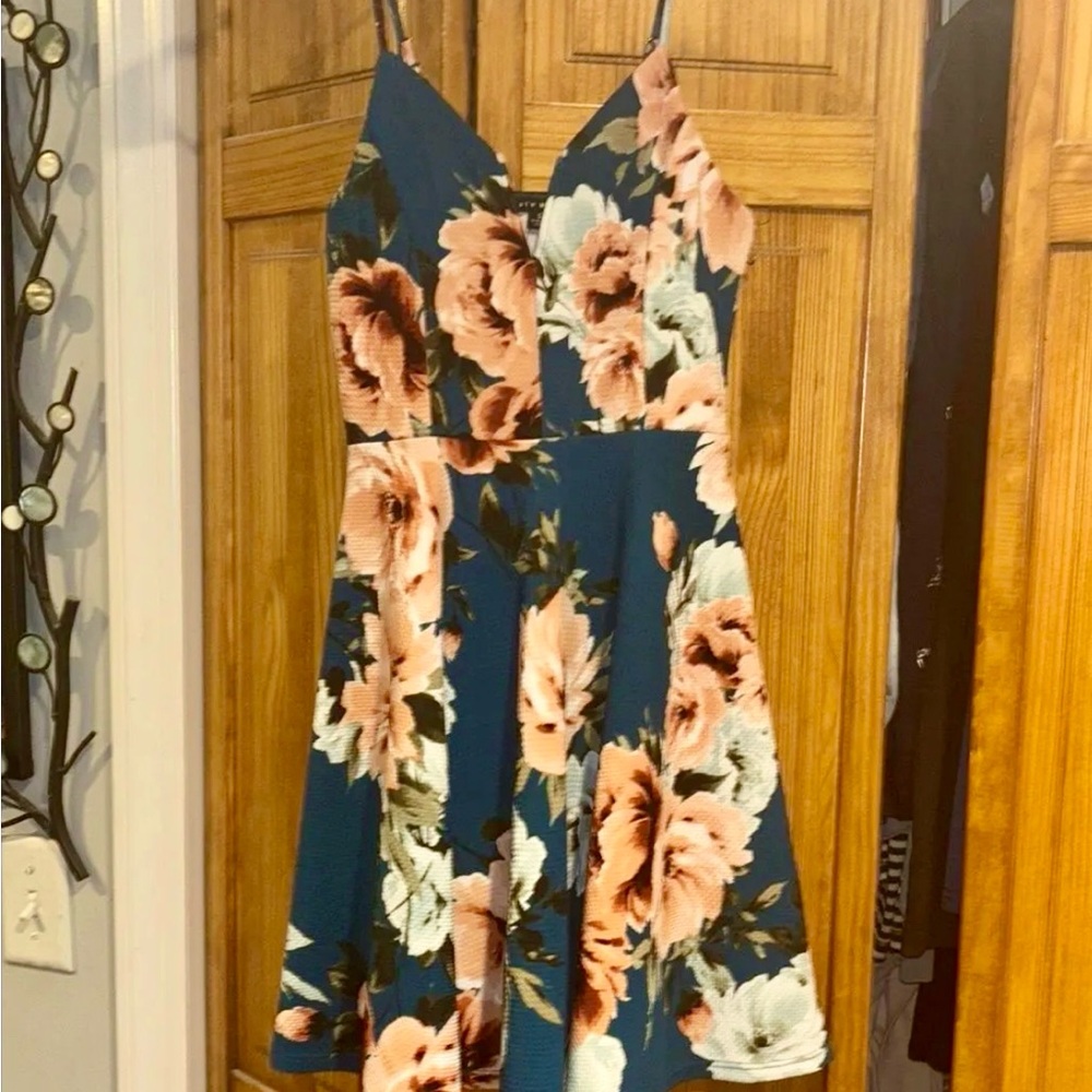 Haute Monde Floral Mini Dress - Blue and Pink